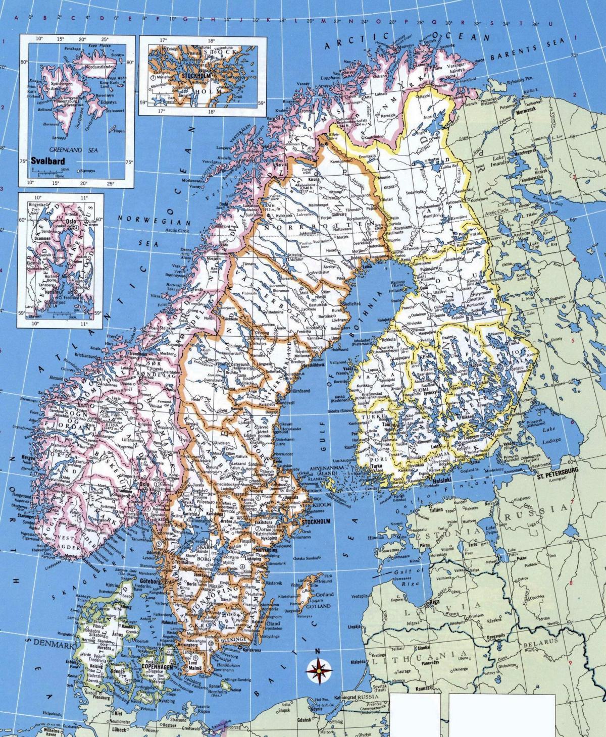 Mapa ng detalyadong Norway