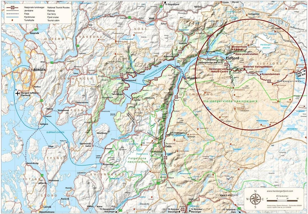 hardangerfjord Norway mapa