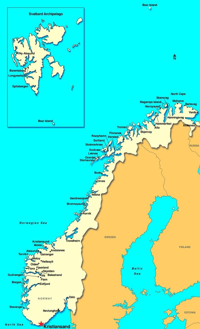 Mapa ng kristiansand Norway