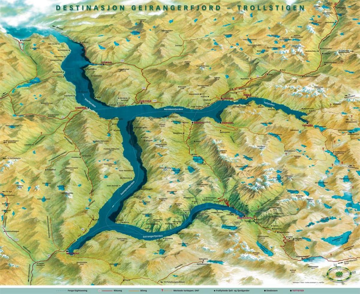 mapa ng geiranger Norway