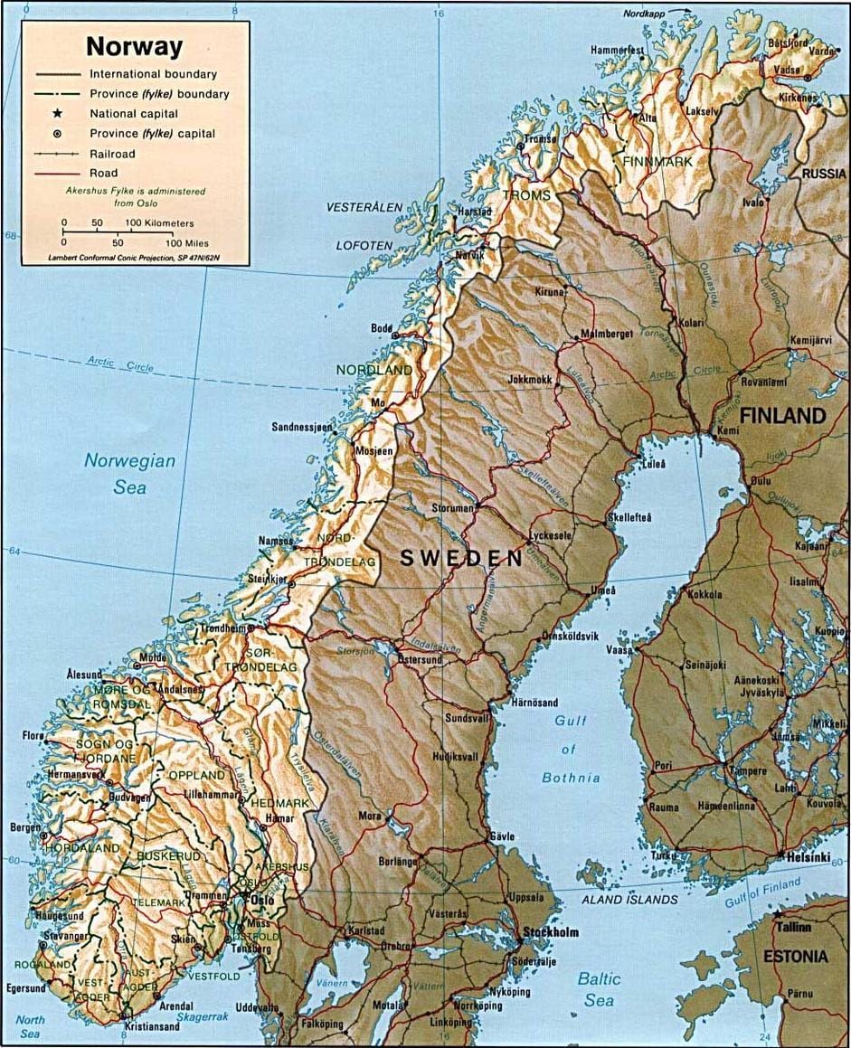 Mapa ng Norway bundok