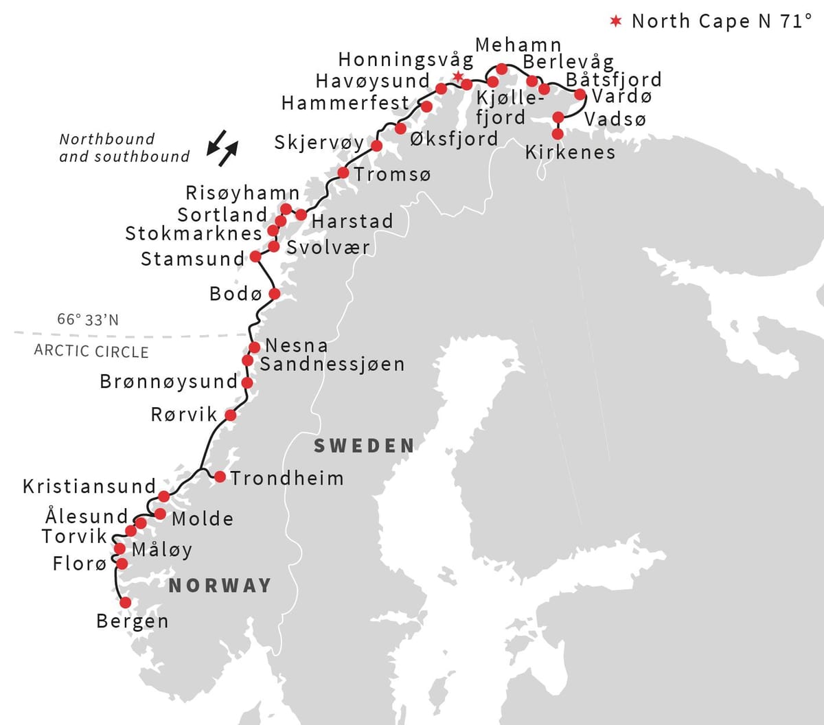 Mapa ng Norway ferry