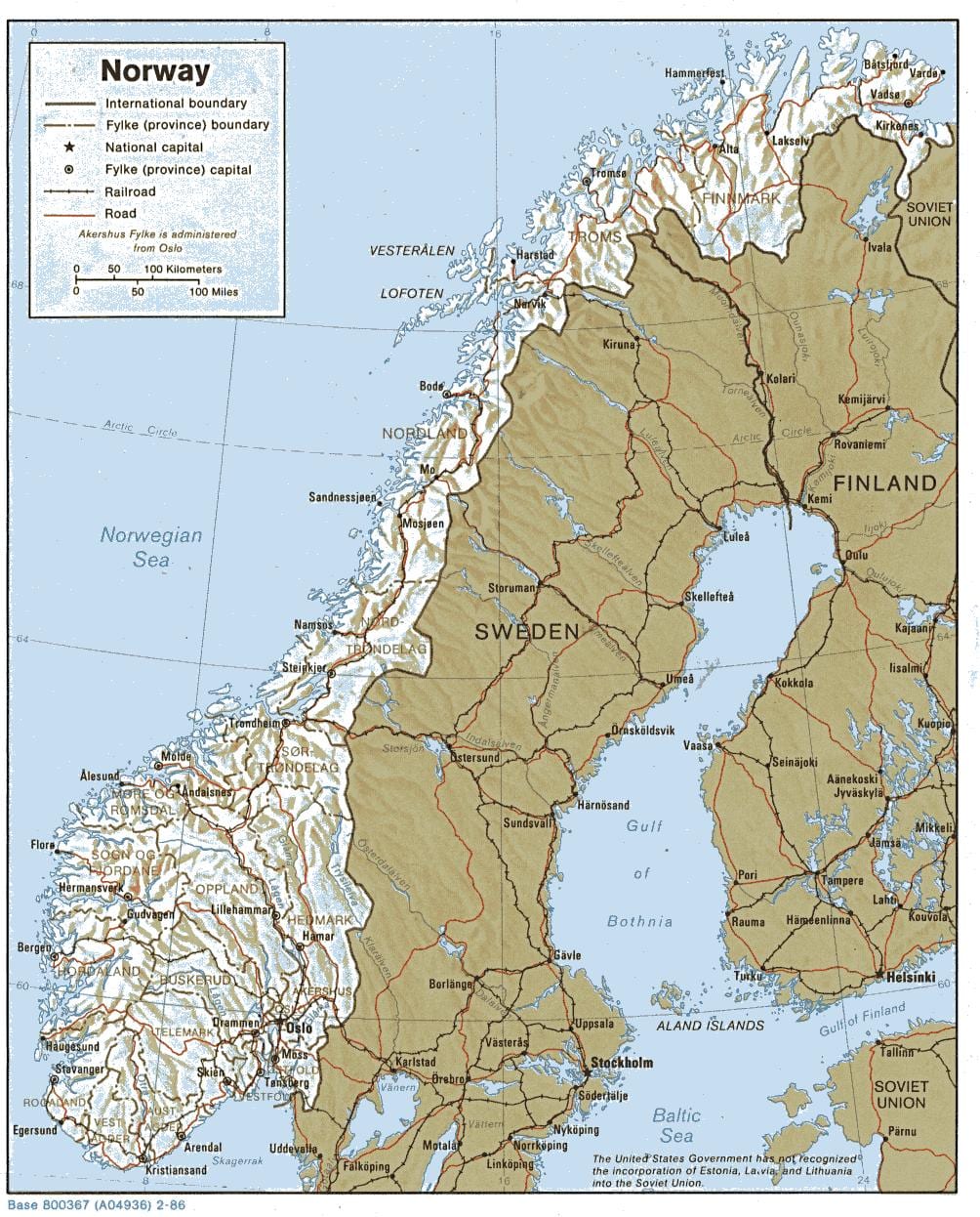 heograpikal na mga mapa ng Norway
