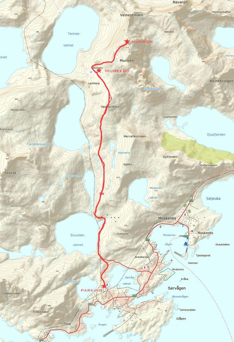 Mapa ng Norway hiking trail