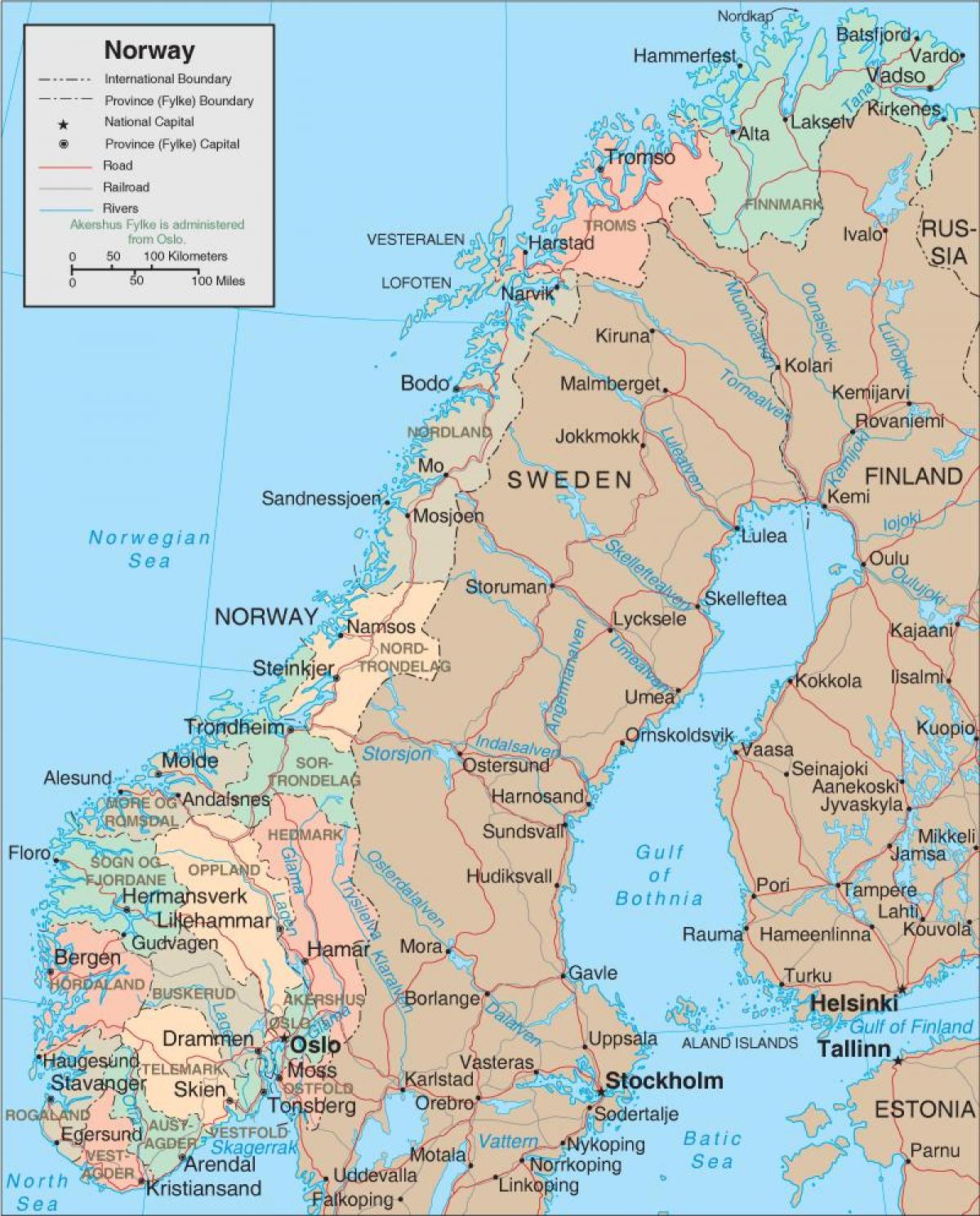 isang mapa ng Norway