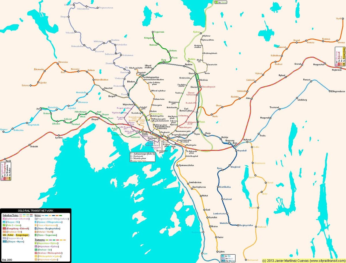 Mapa ng Norway metro