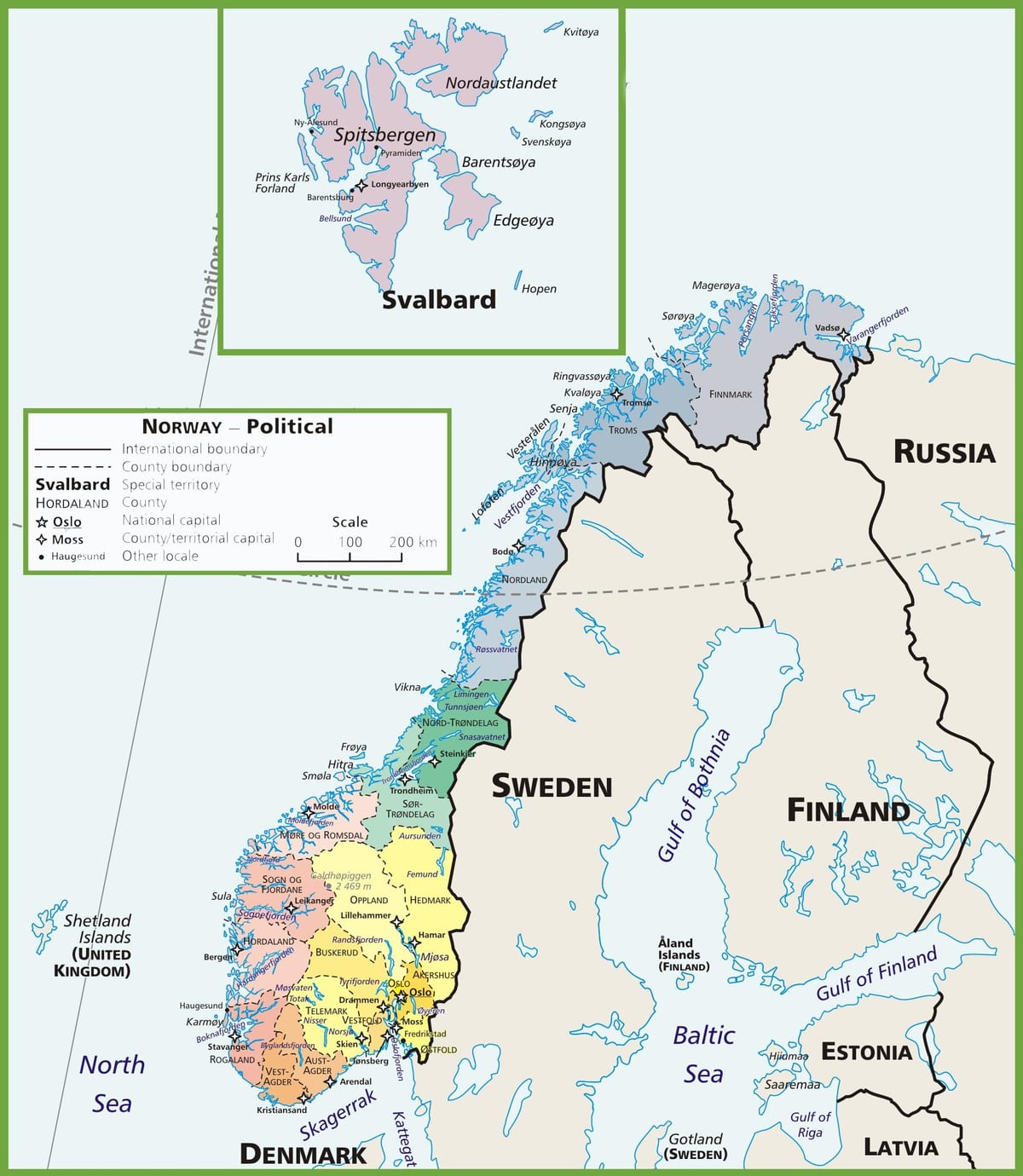 Mapa ng Norway pampulitika