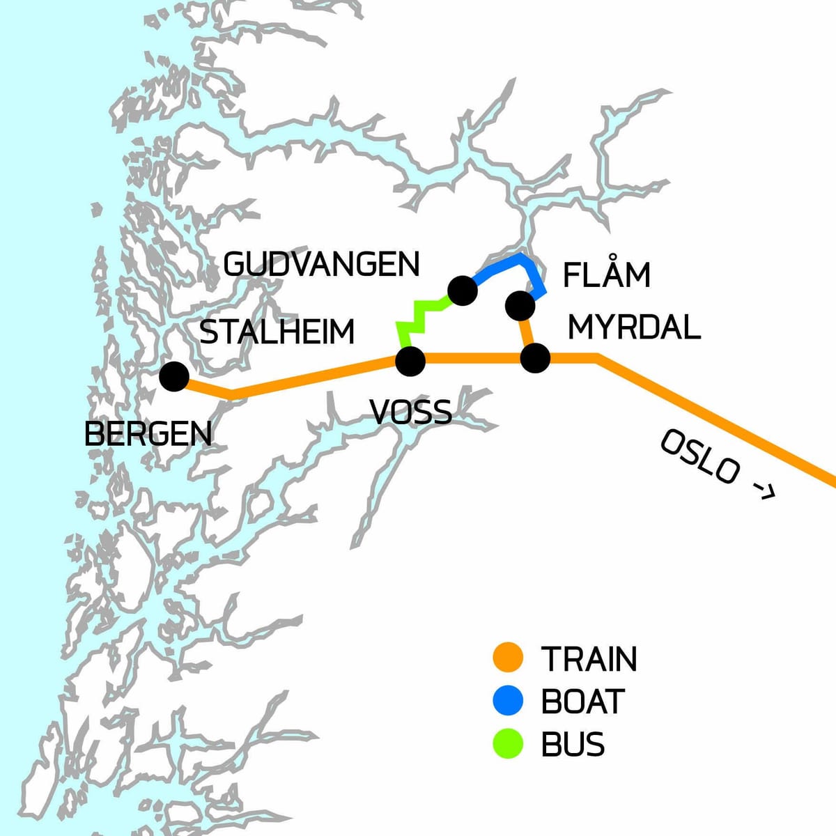 Mapa ng Norway sa isang maikling salita