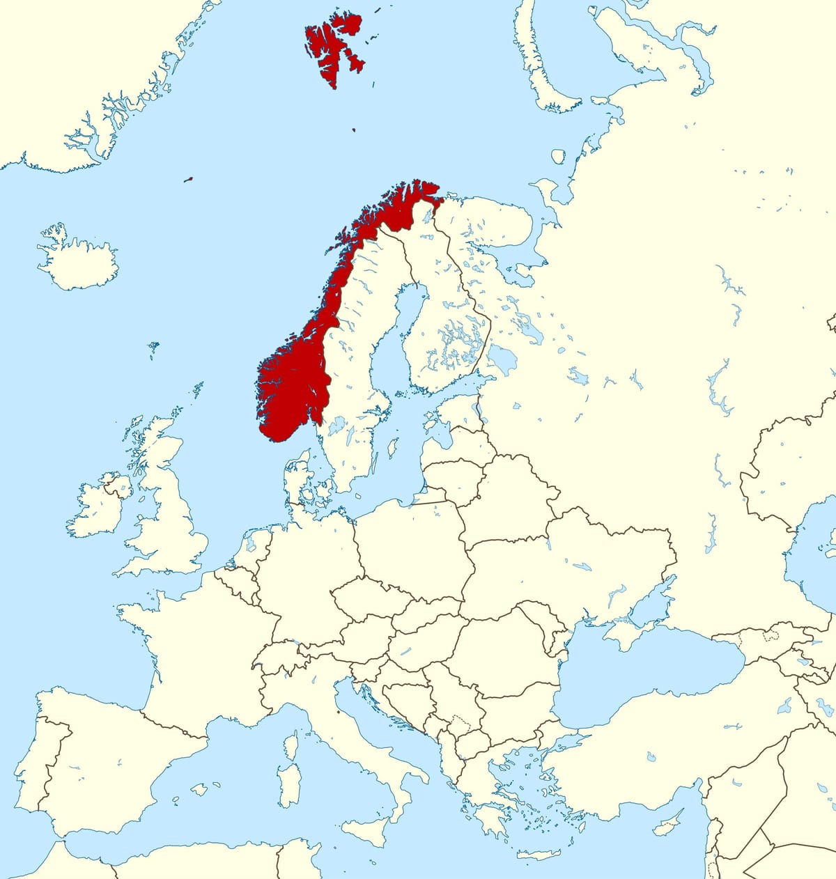 Norway sa mapa ng europa