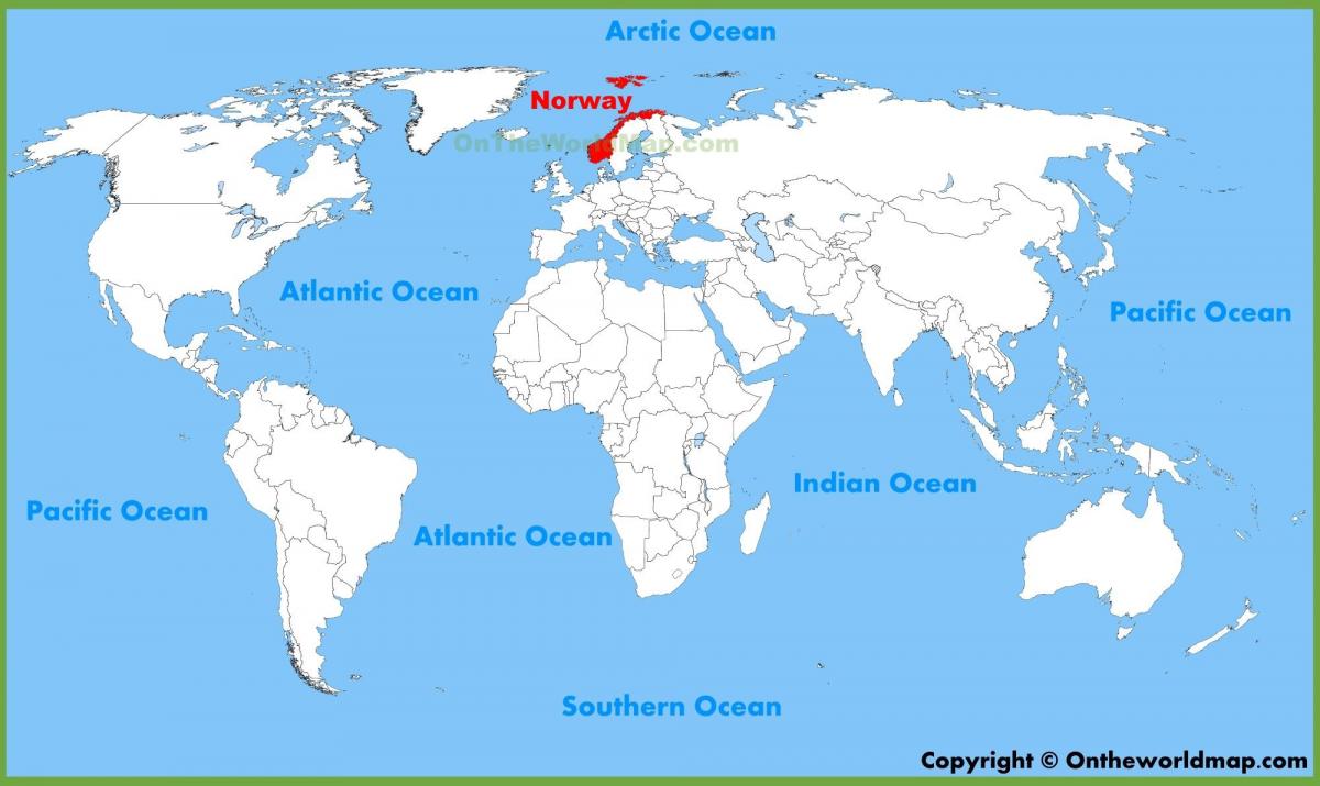 mapa ng mundo na nagpapakita ng Norway