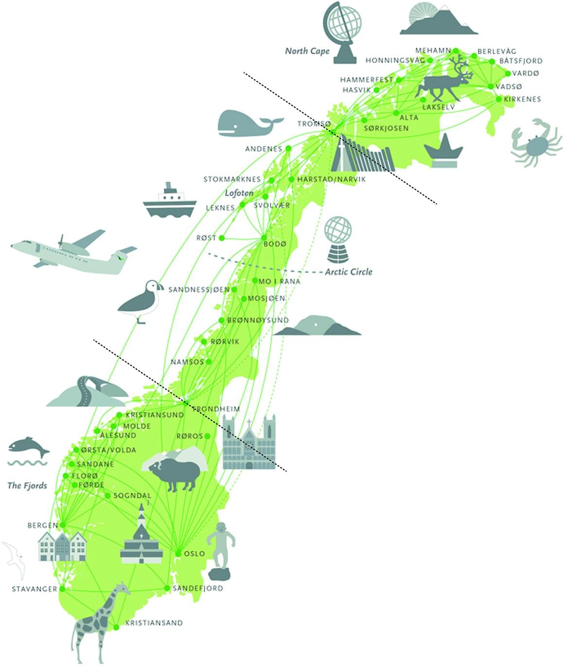 Mapa ng Norway sightseeing