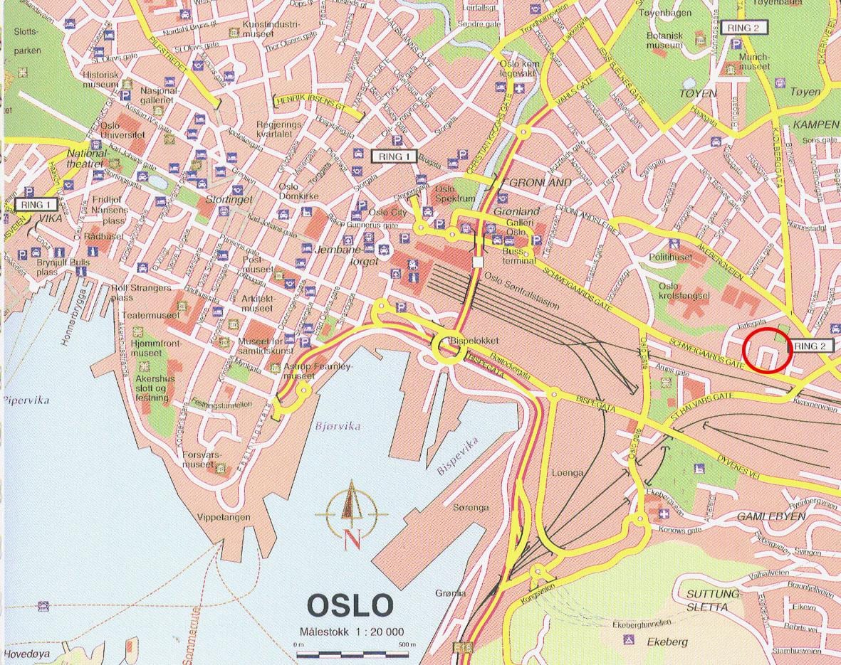 mapa ng oslo Norway city center