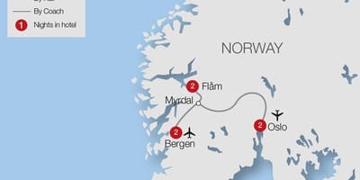Mapa ng flam tren Norway