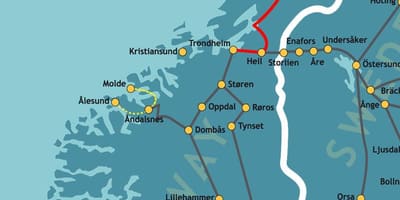 Mapa ng Norway northern tren