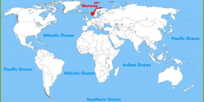 Mapa ng mundo na nagpapakita ng Norway