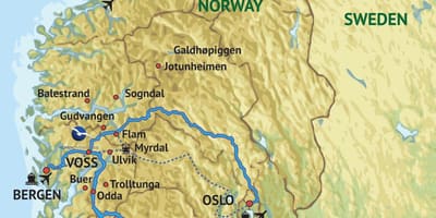 Mapa ng south west Norway